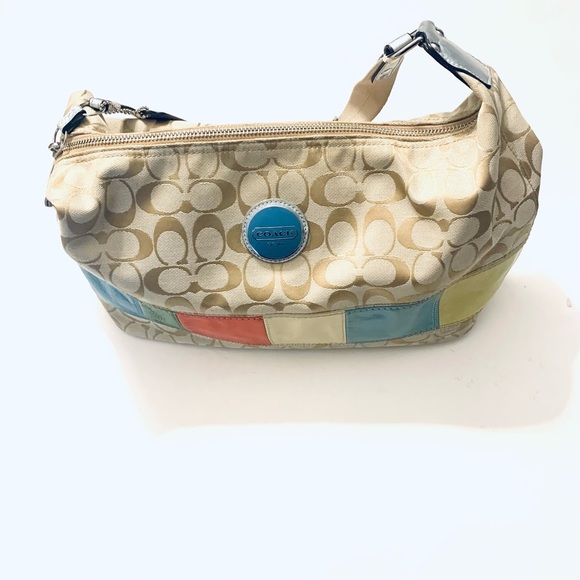 COACH Signature Stripe Multicolor Medium Size
Bag, Leather and Canvas #F17428 - Picture 2 of 12